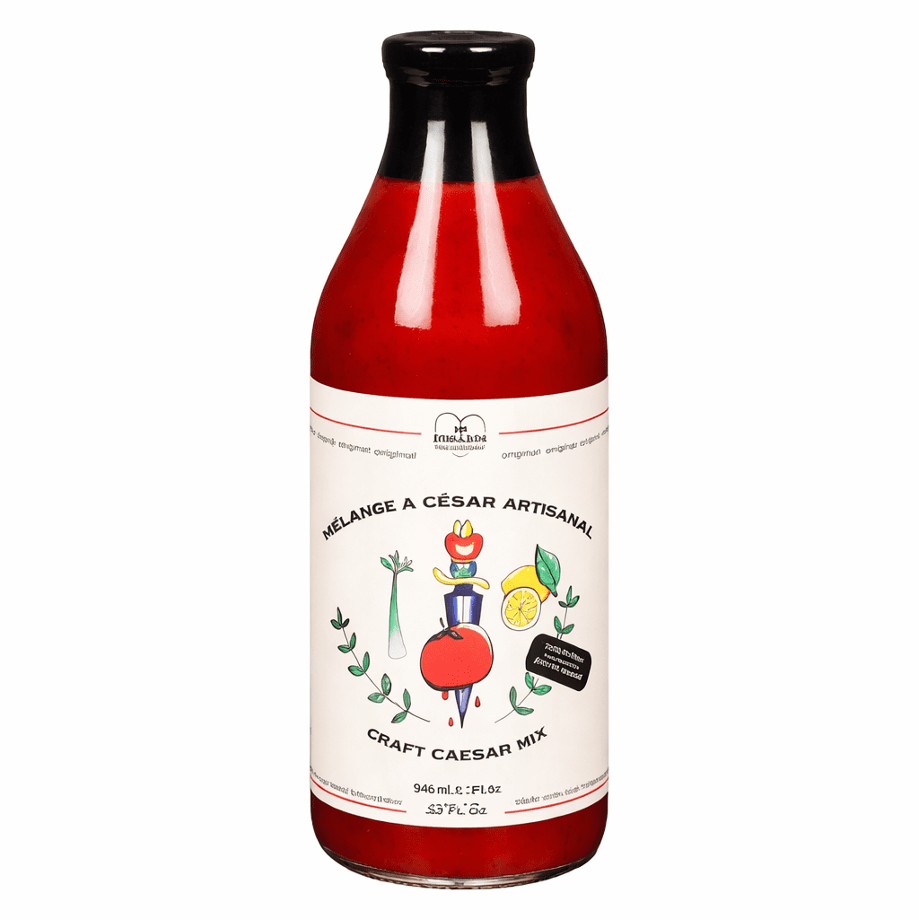 Mélange à César Mi Corazon Morini Pasta Bouteille de Mélange à César Artisanal Mi Corazón 946 ml, mix prêt-à-servir pour cocktails César, fait à Montréal.